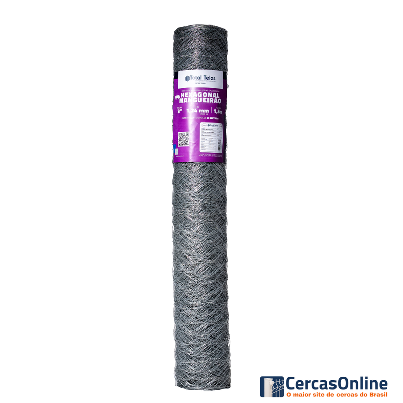 Total Hexagonal Mangueirão - Malha 3'' - Fio 1,24mm - Rolo com 50m